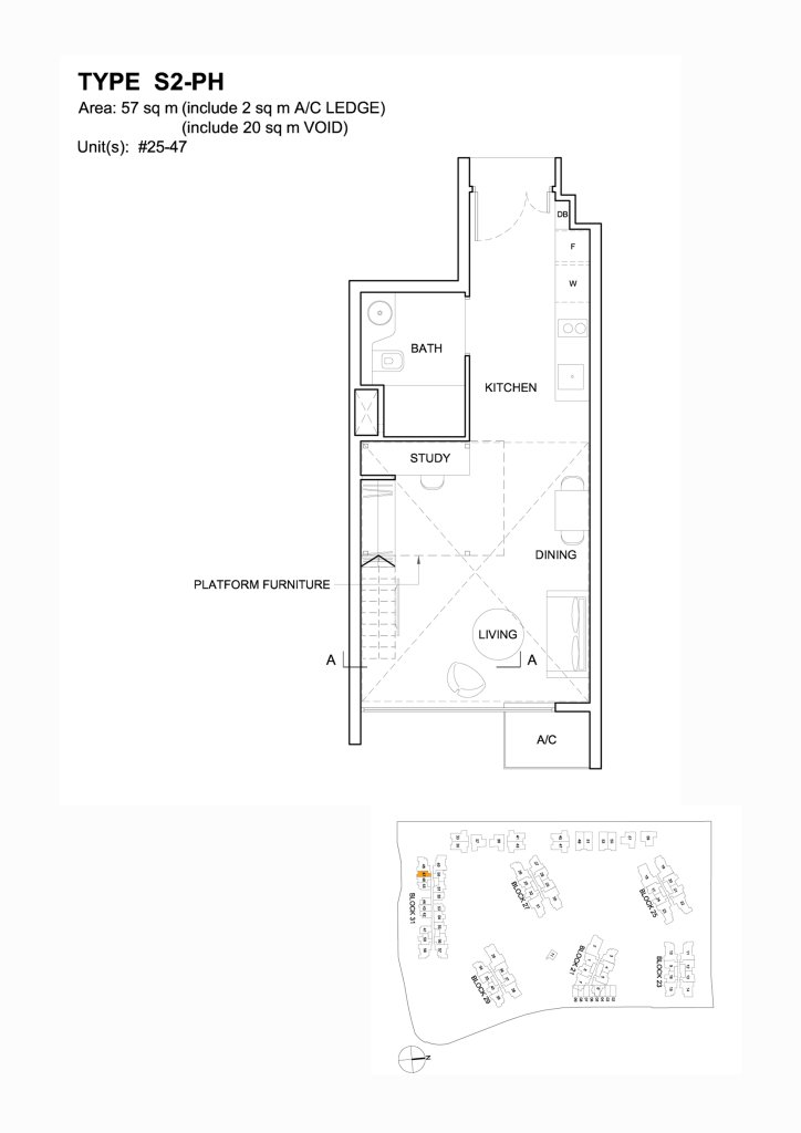 High Park Residences floor plan 614 sqft Type S2-PH