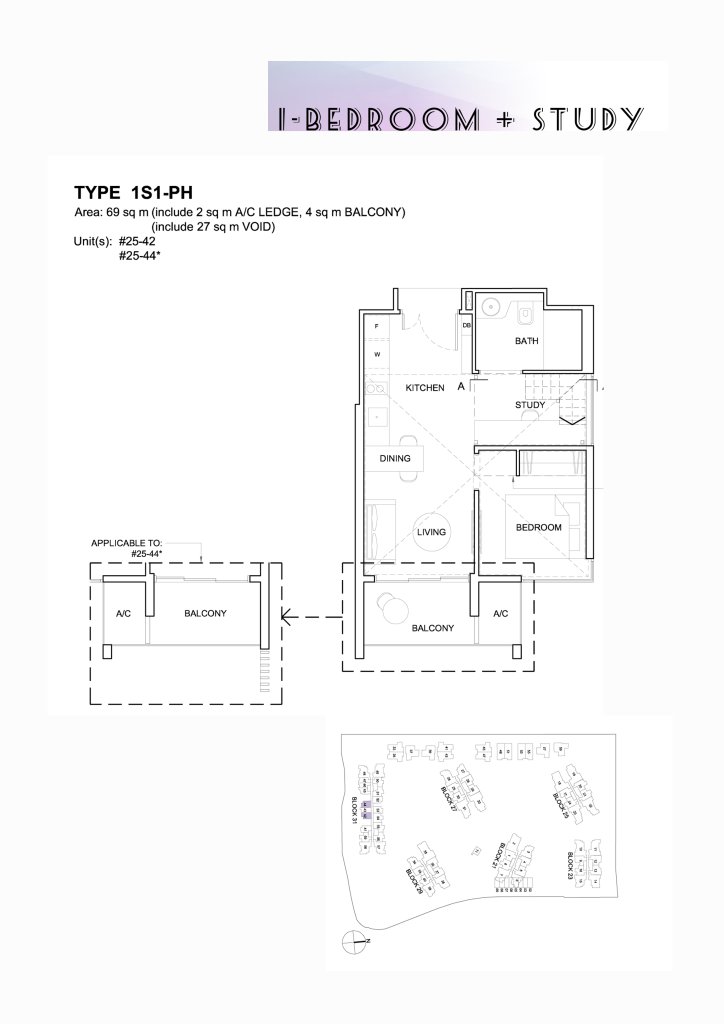 High Park Residences floor plan 743 sqft Type 1S1-PH