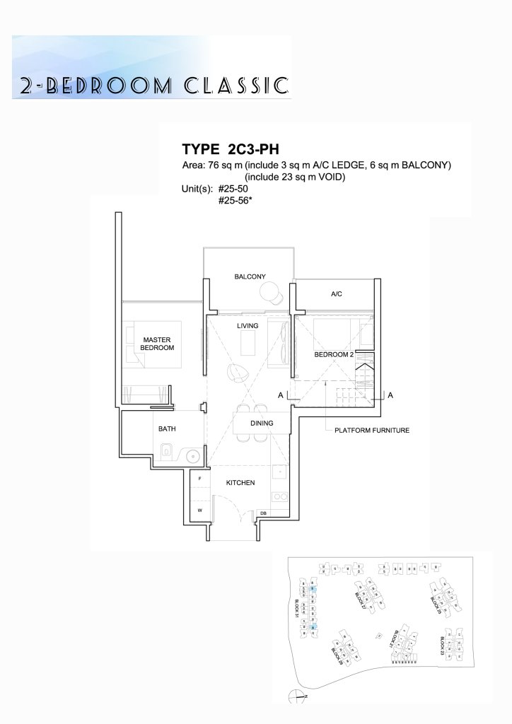 High Park Residences floor plan 818 sqft Type 2C3-PH