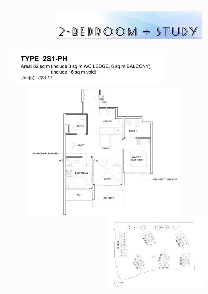 High Park Residences floor plan 883 sqft Type 2S1-PH