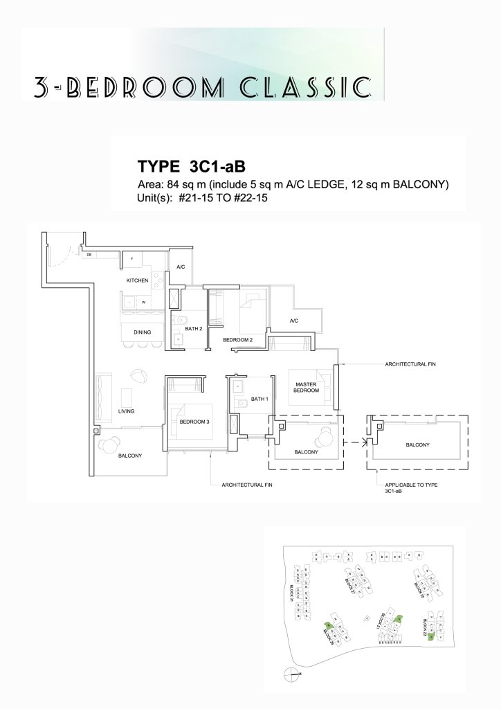 High Park Residences floor plan 904 sqft Type 3C1-aB