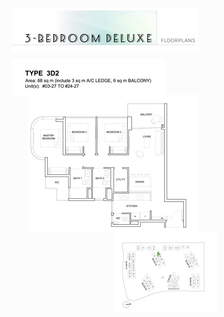 High Park Residences floor plan 947 sqft Type 3D2