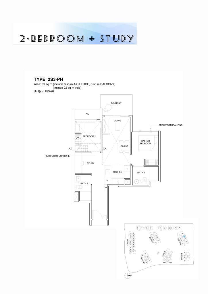 High Park Residences floor plan 958 sqft Type 2S3-PH