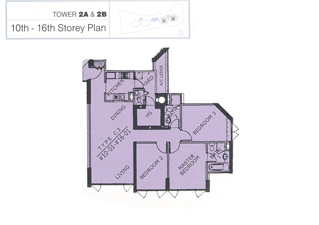 Hillview Regency floor plan 1,130 sqft Type C3