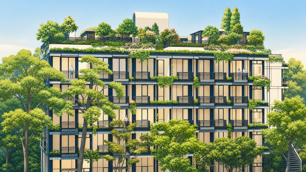 Jervois Mansion the planted terraces above the treetops