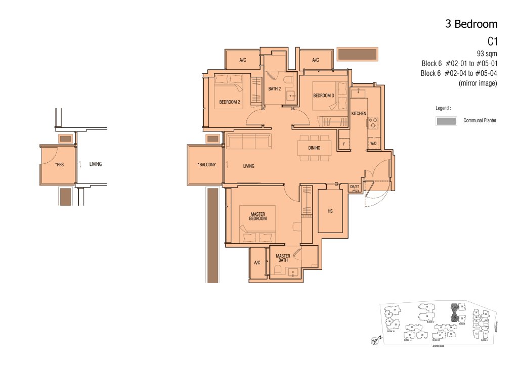 Jervois Mansion floor plan 1,001 sqft Type C1