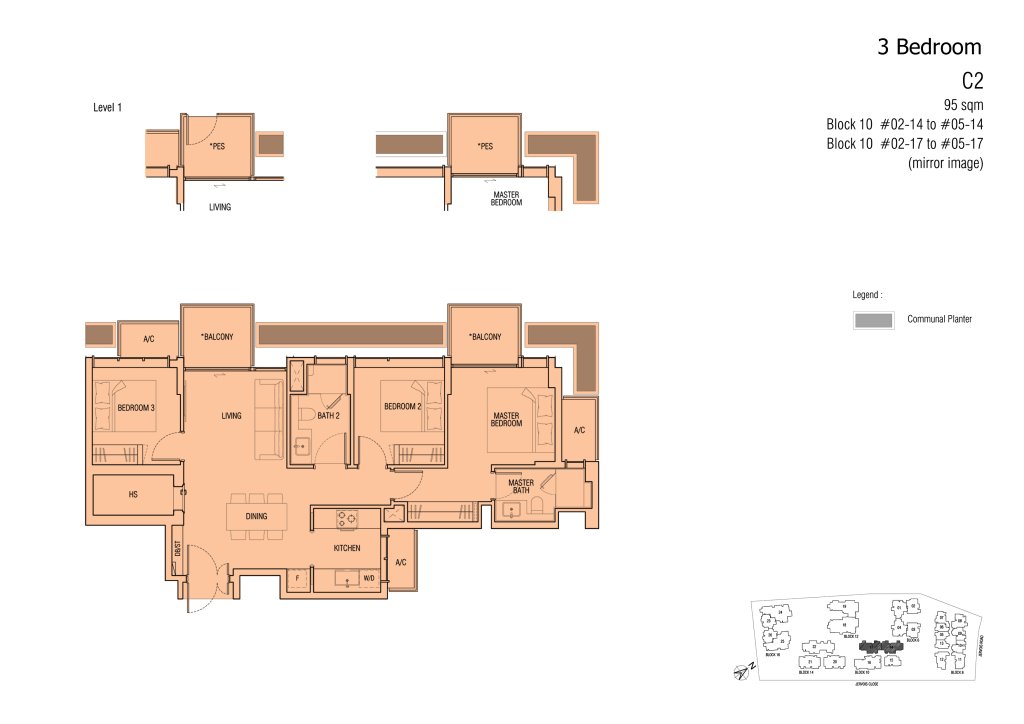 Jervois Mansion floor plan 1,023 sqft Type C2