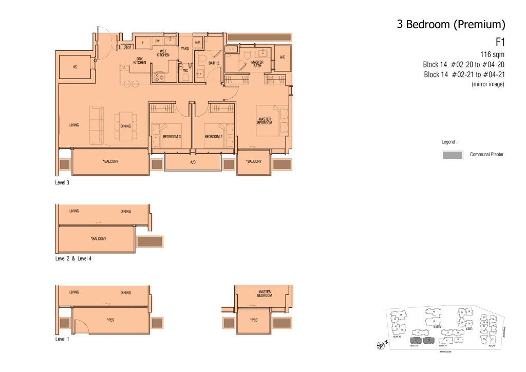 Jervois Mansion floor plan 1,249 sqft Type F1