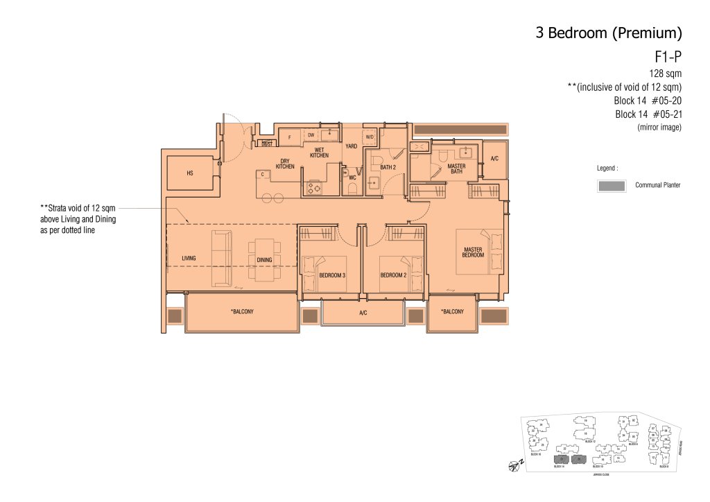 Jervois Mansion floor plan 1,378 sqft Type F1-P