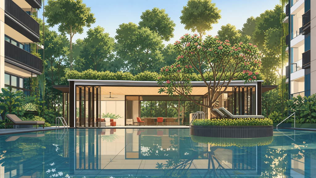 Jervois Mansion the garden pavilion across the pool