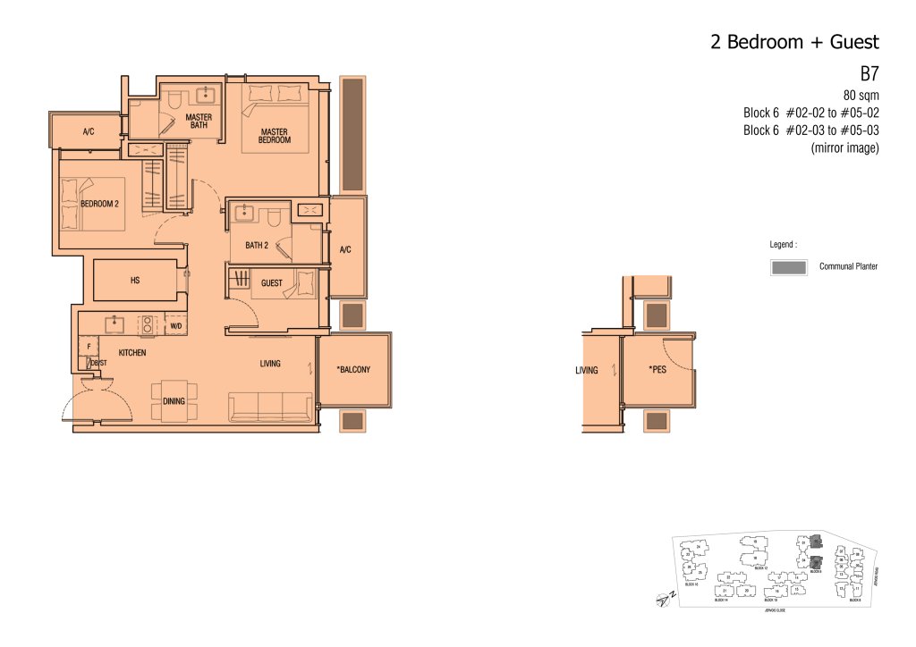 Jervois Mansion floor plan 861 sqft Type B7