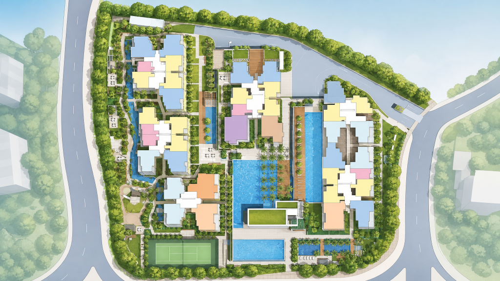 Jewel @ Buangkok aerial view of the site and facilities