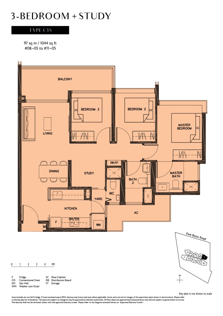 Juniper Hill floor plan 1,044 sqft Type C3S