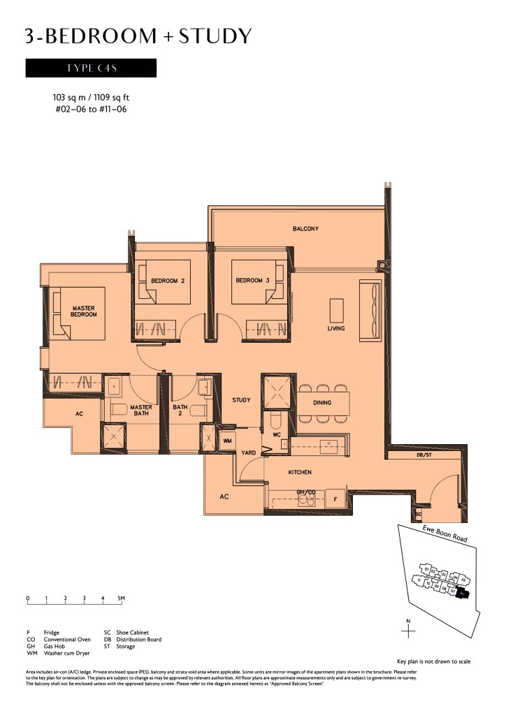 Juniper Hill floor plan 1,109 sqft Type C4S