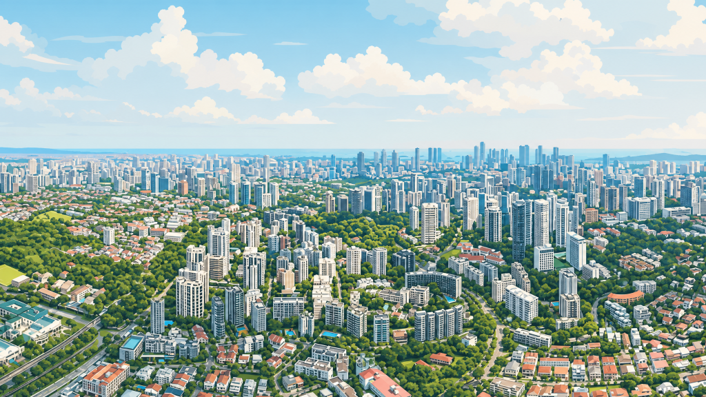 Juniper Hill aerial view over the Bukit Timah landed estate