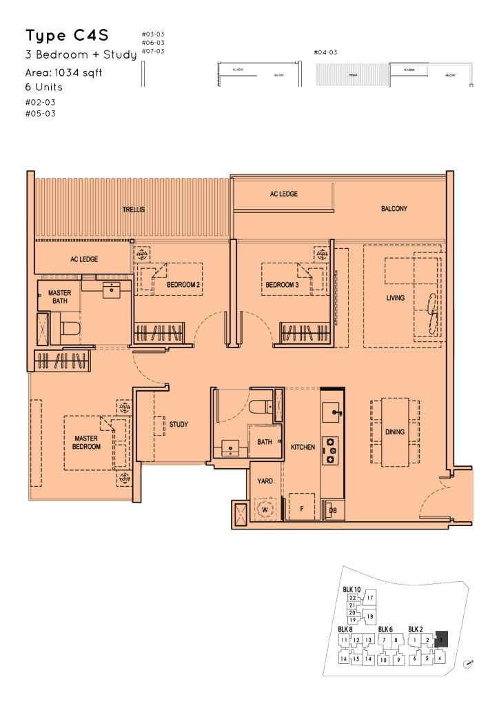 Kandis Residence floor plan 1,033 sqft Type C4S