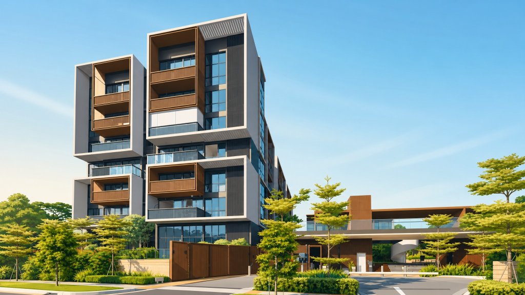 Kandis Residence blocks and arrival gate from the road
