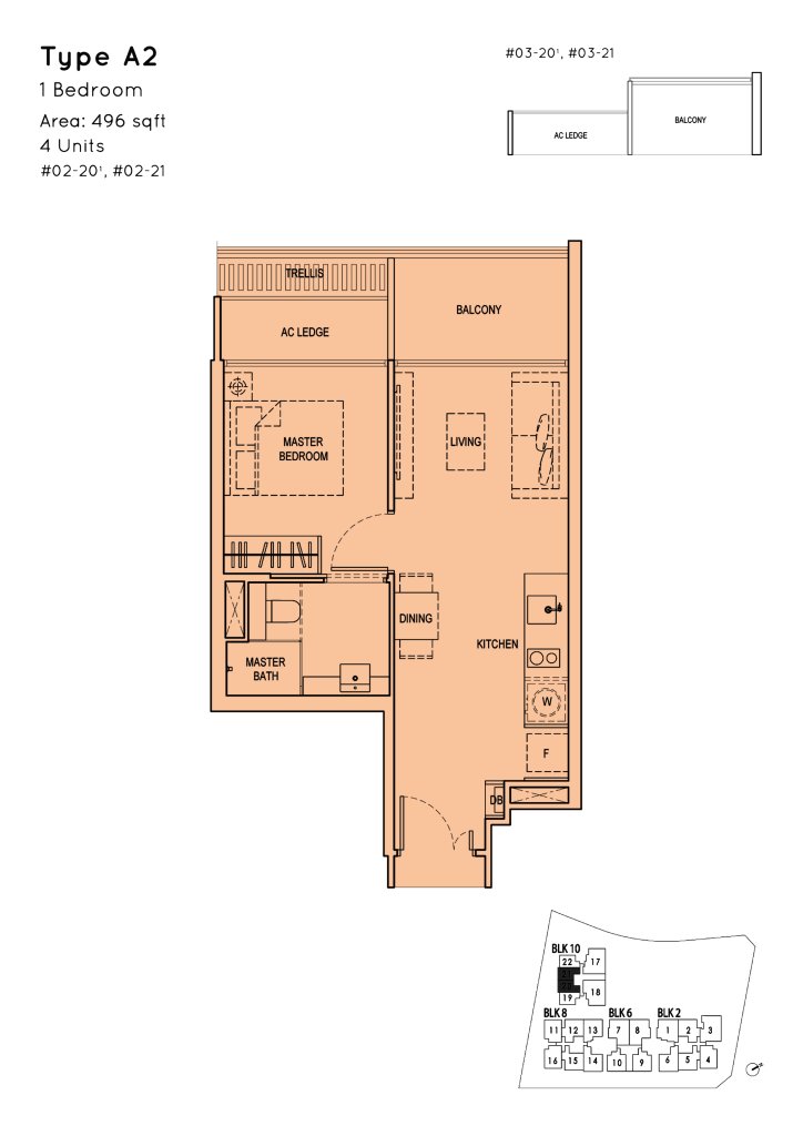 Kandis Residence floor plan 495 sqft Type A2