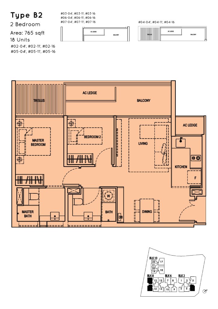 Kandis Residence floor plan 764 sqft Type B2