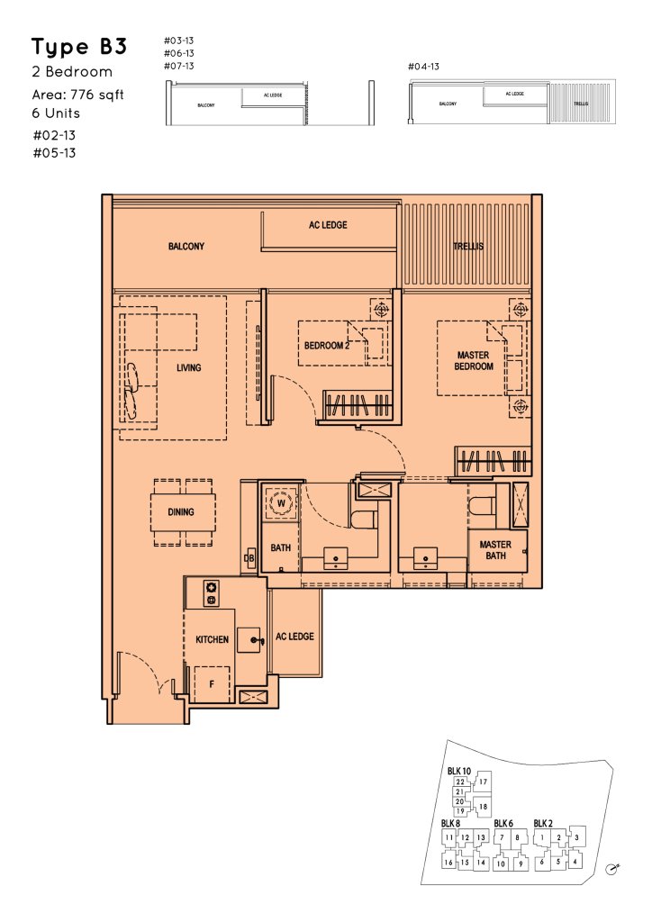 Kandis Residence floor plan 775 sqft Type B3