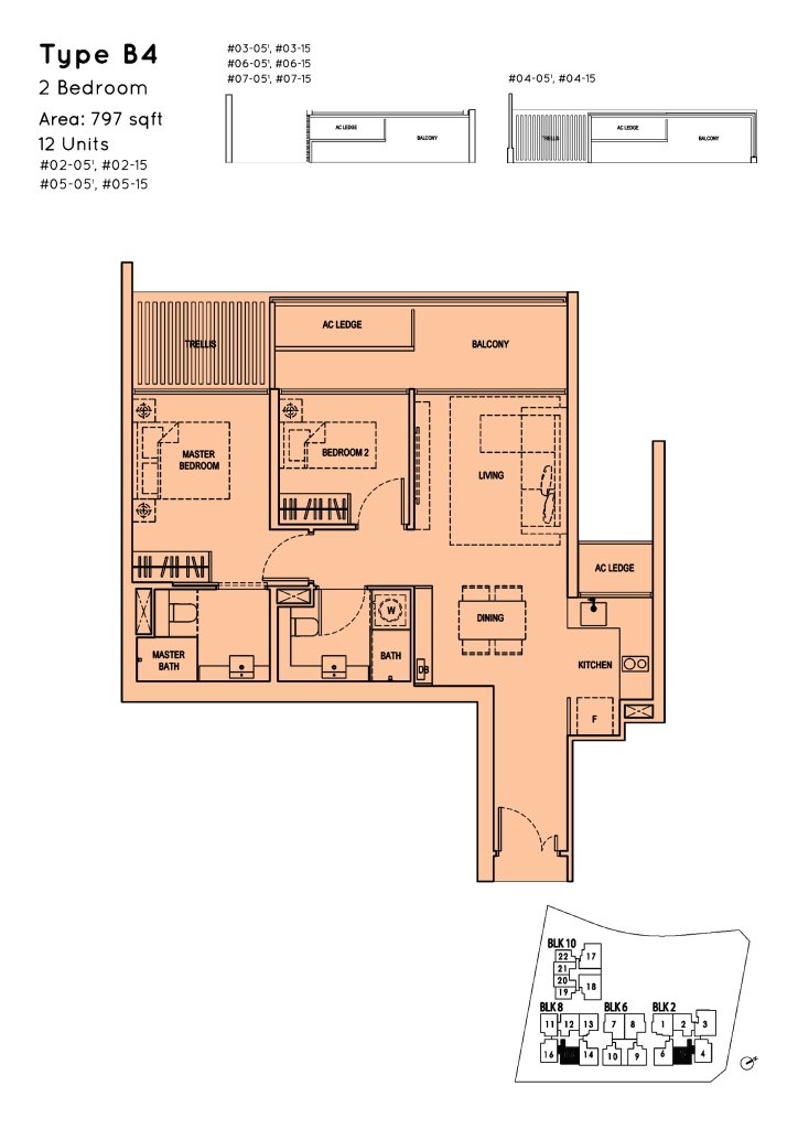Kandis Residence floor plan 797 sqft Type B4