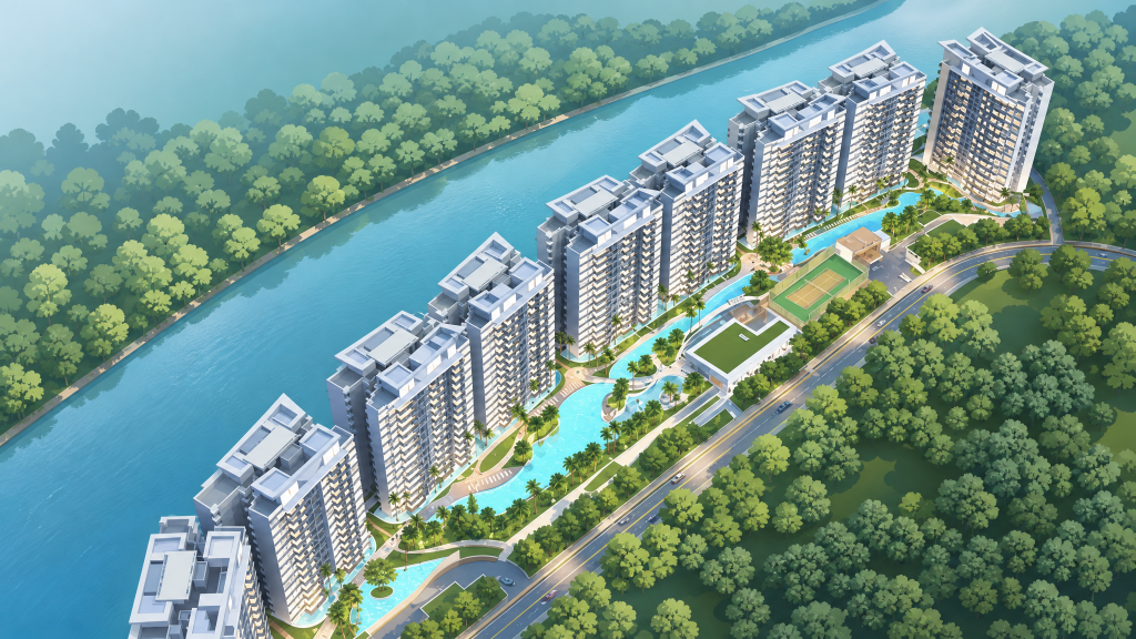 Kingsford Waterbay aerial view along Sungei Serangoon
