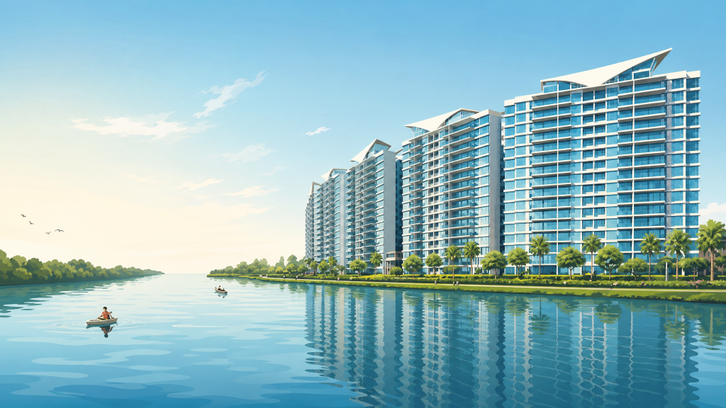 Kingsford Waterbay river frontage and towers