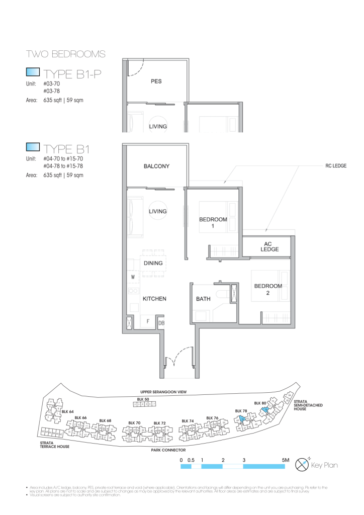 Kingsford Waterbay floor plan Type B1, 635 sqft, Hougang, Singapore