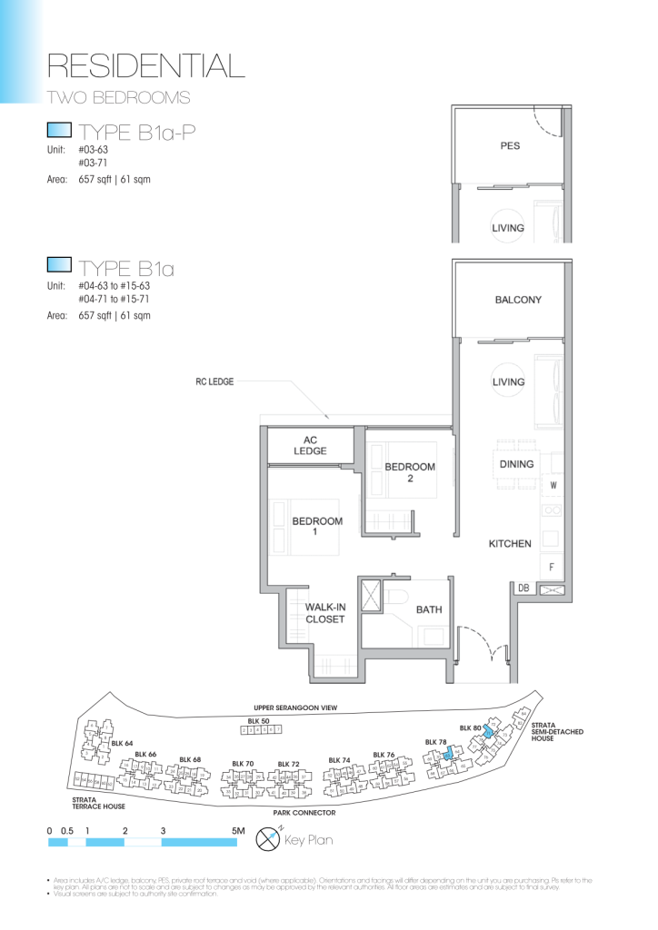 Kingsford Waterbay floor plan Type B1a, 657 sqft, Hougang, Singapore