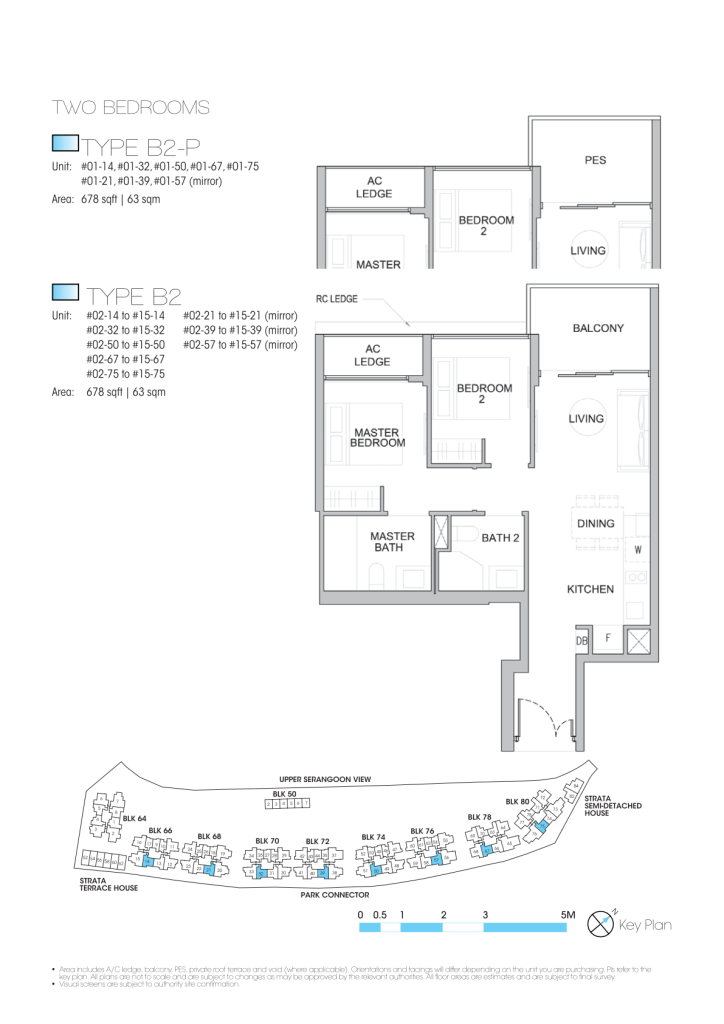 Kingsford Waterbay floor plan Type B2, 678 sqft, Hougang, Singapore