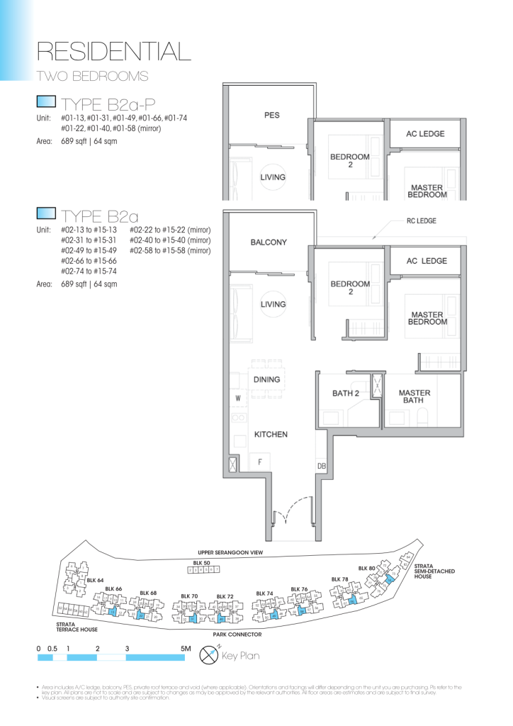 Kingsford Waterbay floor plan Type B2a, 689 sqft, Hougang, Singapore