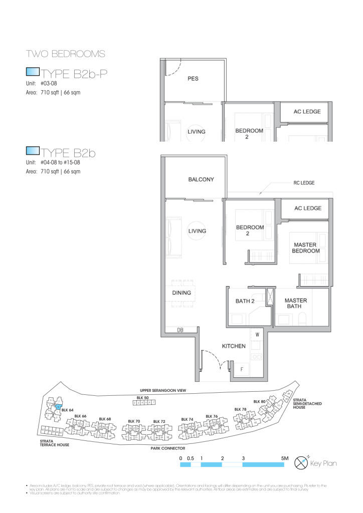 Kingsford Waterbay floor plan Type B2b, 710 sqft, Hougang, Singapore