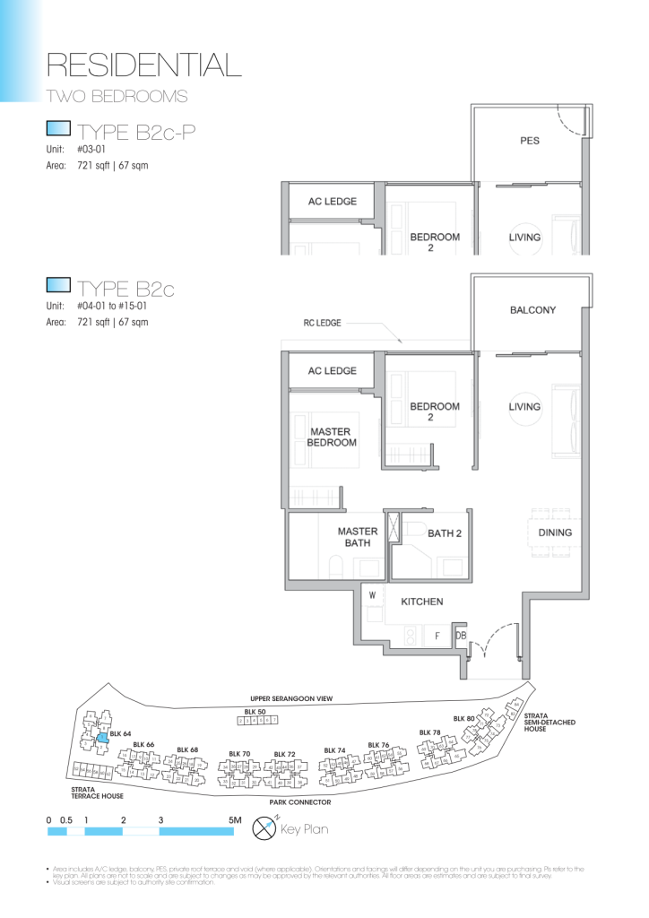Kingsford Waterbay floor plan Type B2c, 721 sqft, Hougang, Singapore