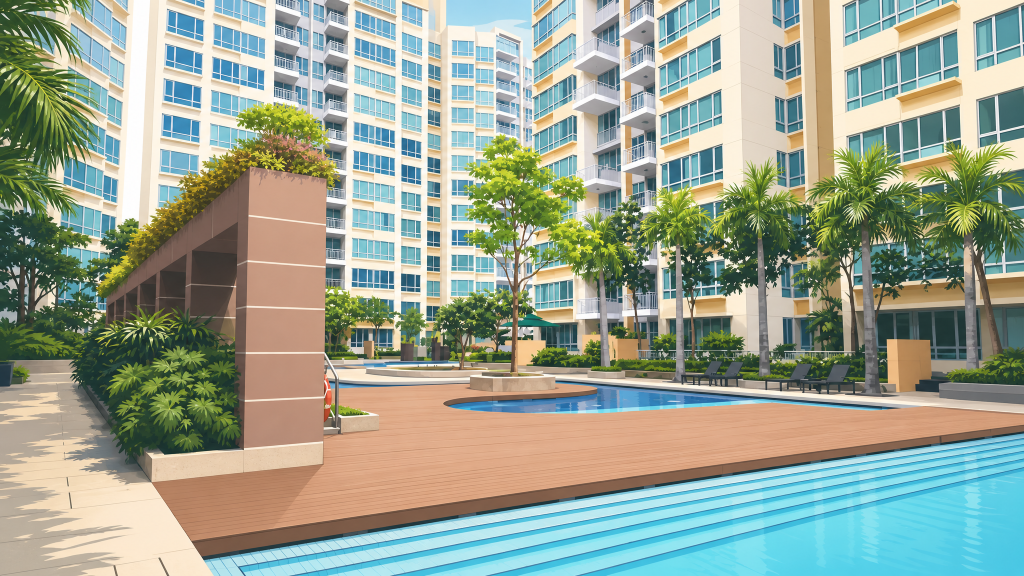 Kovan Melody swimming pool and tower facade