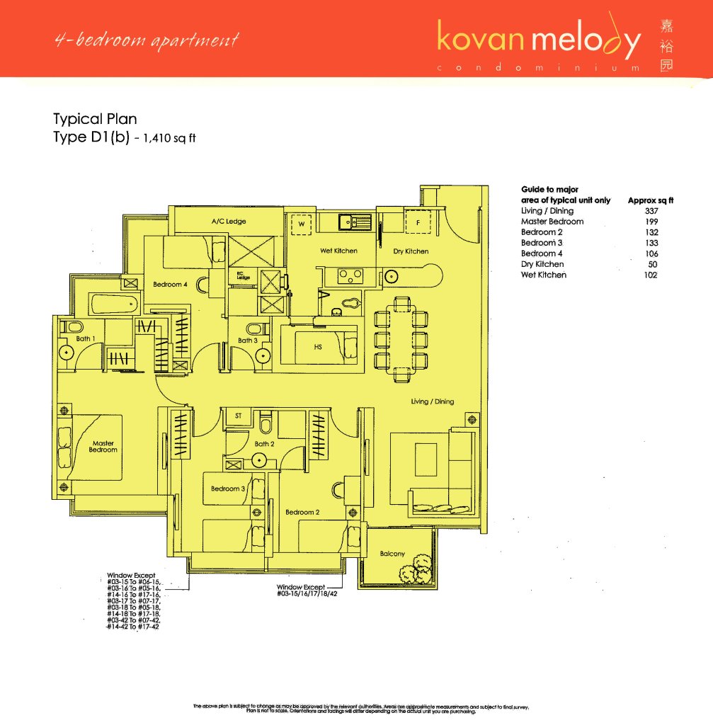 Kovan Melody floor plan Type Type-D1b, 1410 sqft, Hougang, Singapore
