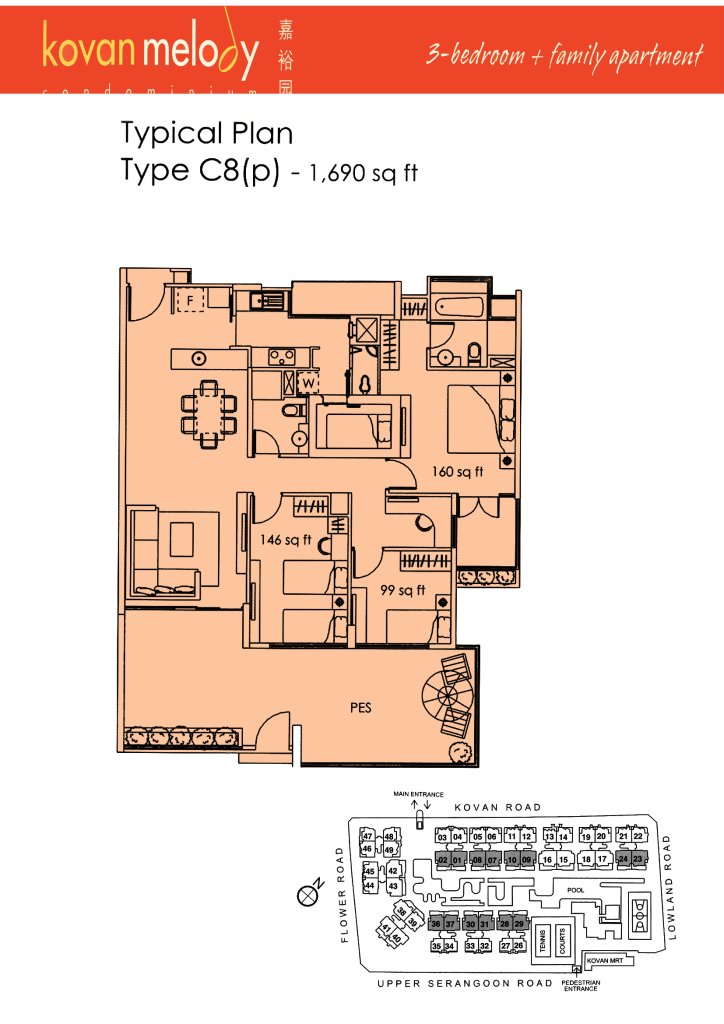 Kovan Melody floor plan Type C8p, 1690 sqft, Hougang, Singapore