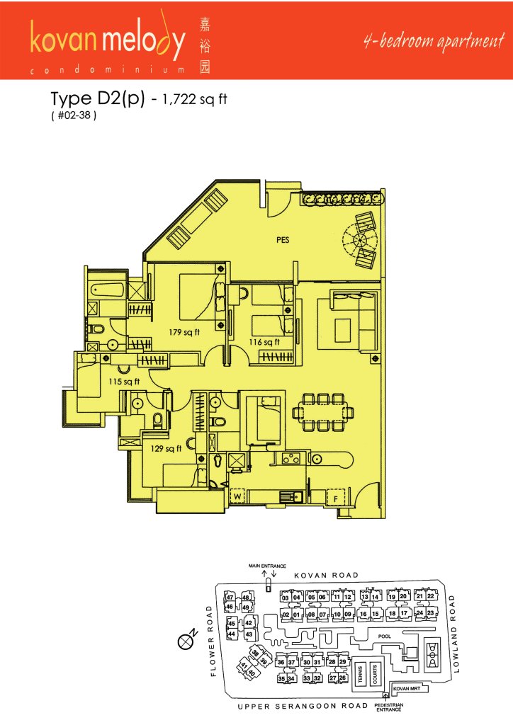 Kovan Melody floor plan Type D2p, 1722 sqft, Hougang, Singapore