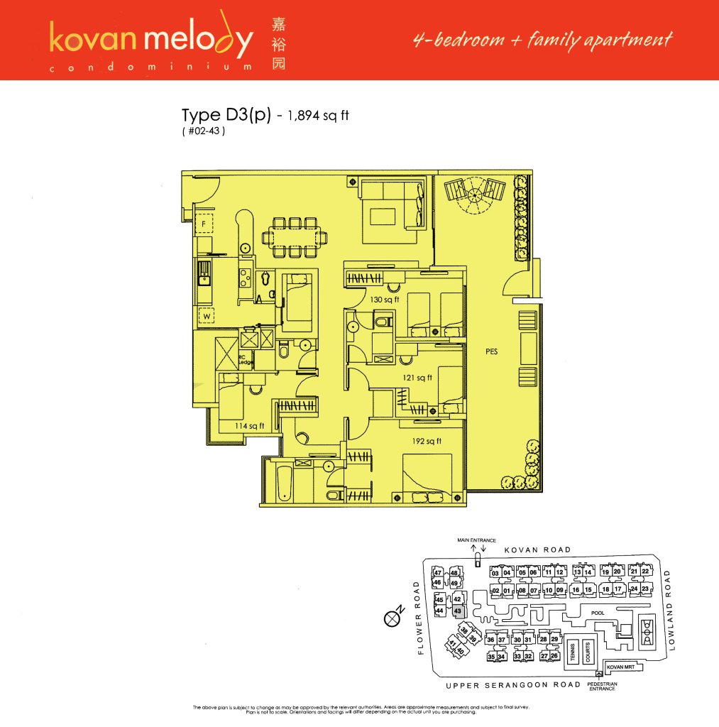 Kovan Melody floor plan Type Type-D3p, 1894 sqft, Hougang, Singapore