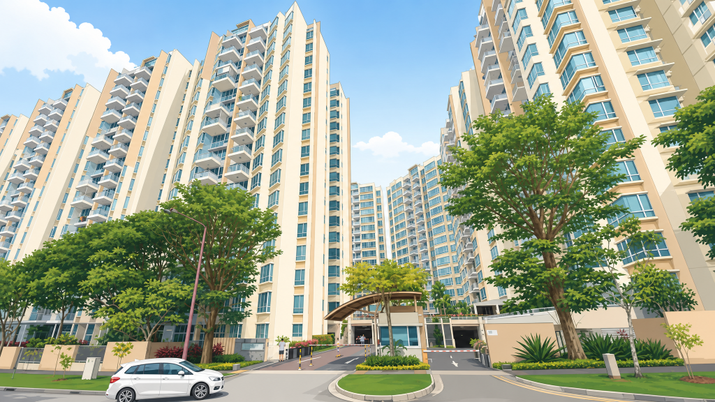 Kovan Melody condominium exterior and arrival drop-off