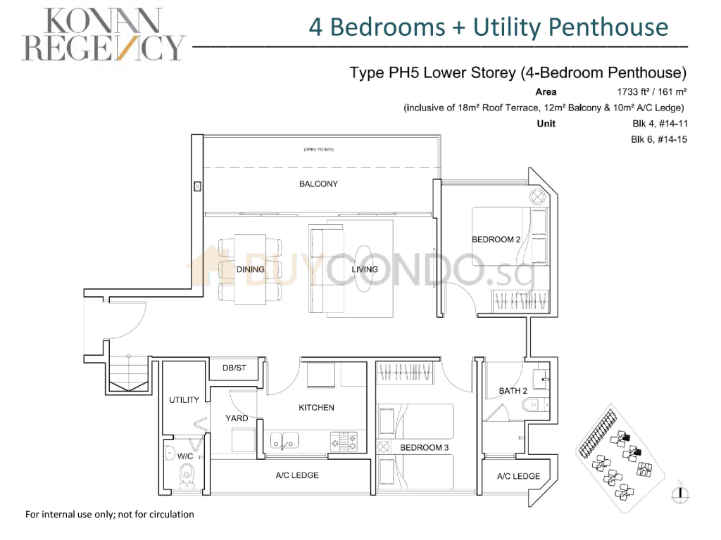 Kovan Regency floor plan Type PH5, 1733 sqft, Hougang, Singapore