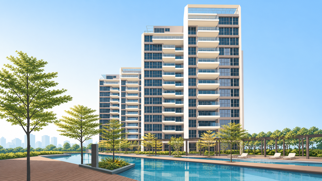 Kovan Regency tower exterior and swimming pool