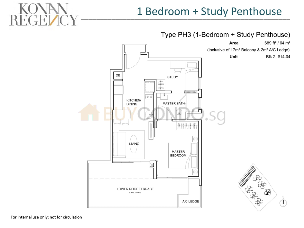 Kovan Regency floor plan Type PH3, 689 sqft, Hougang, Singapore