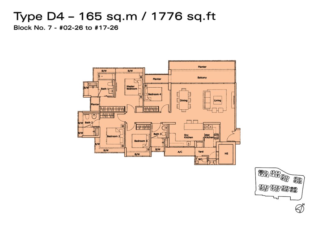 Kovan Residences floor plan Type D4, 1776 sqft, Hougang, Singapore