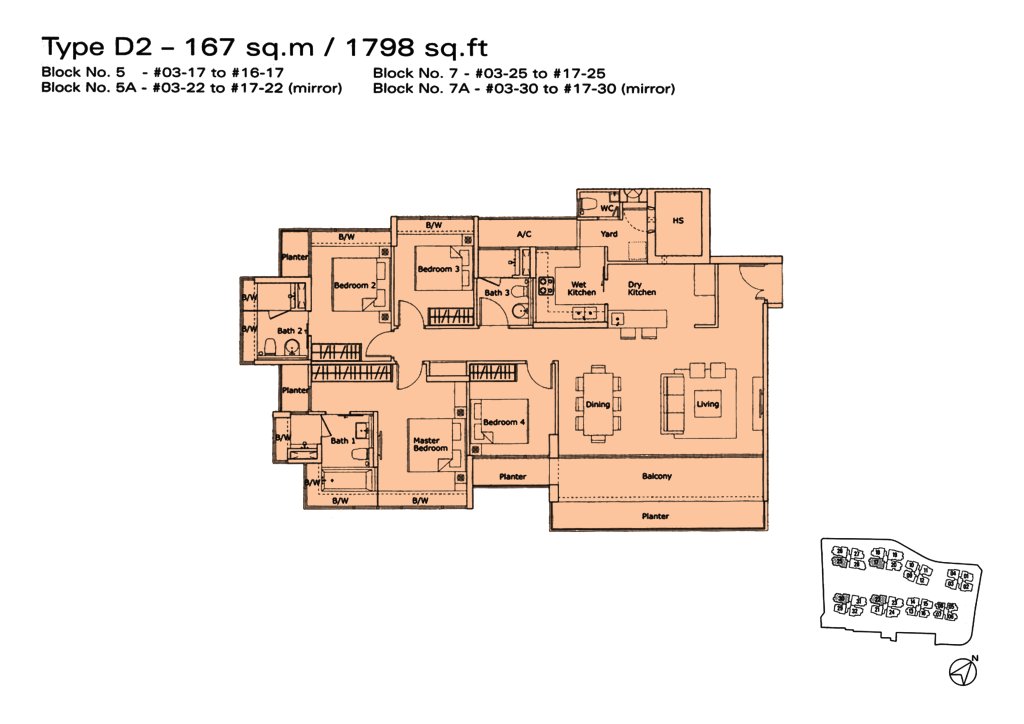 Kovan Residences floor plan Type D2, 1798 sqft, Hougang, Singapore