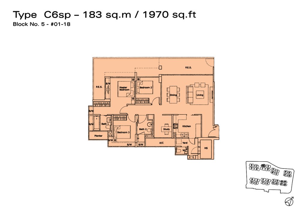 Kovan Residences floor plan Type C6sp, 1970 sqft, Hougang, Singapore