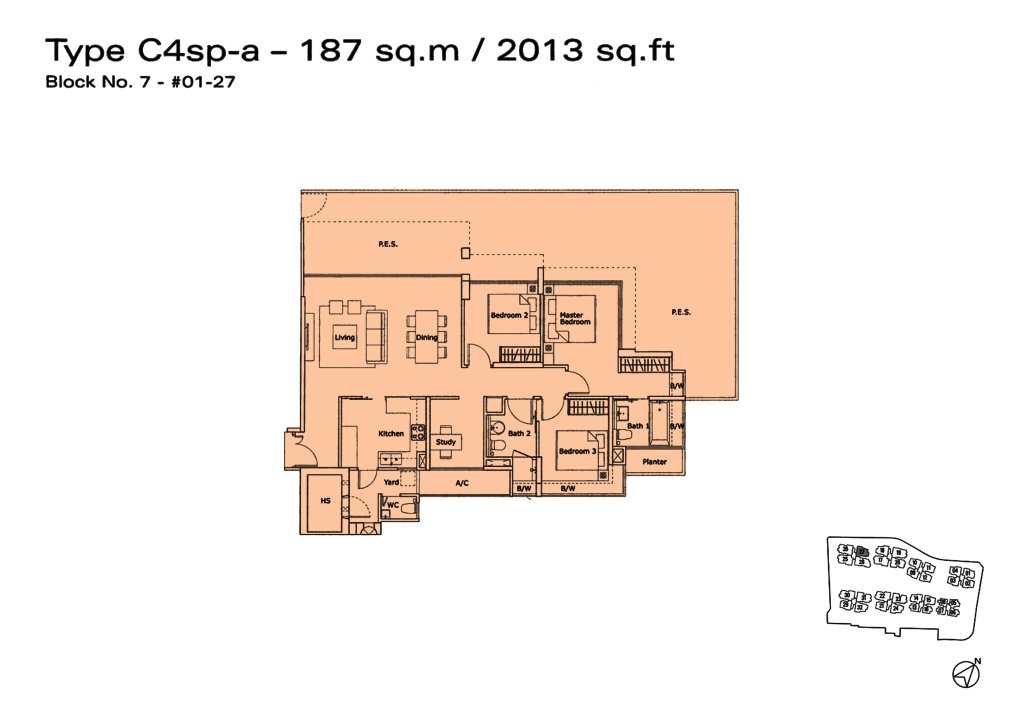 Kovan Residences floor plan Type C4sp-a, 2013 sqft, Hougang, Singapore