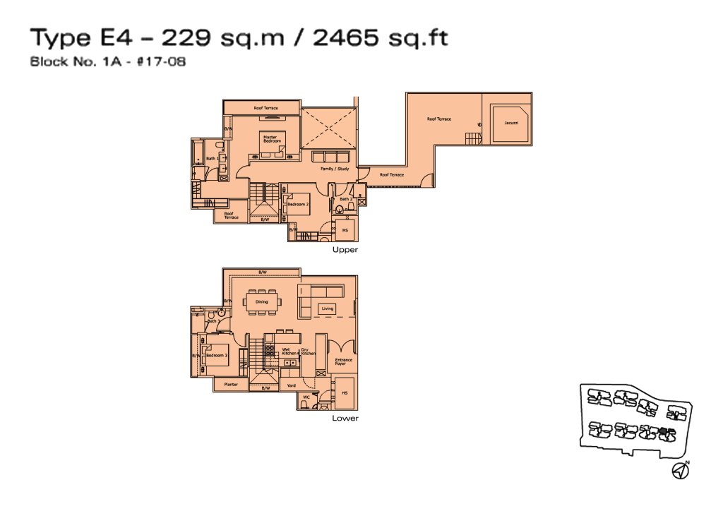 Kovan Residences floor plan Type E4, 2465 sqft, Hougang, Singapore