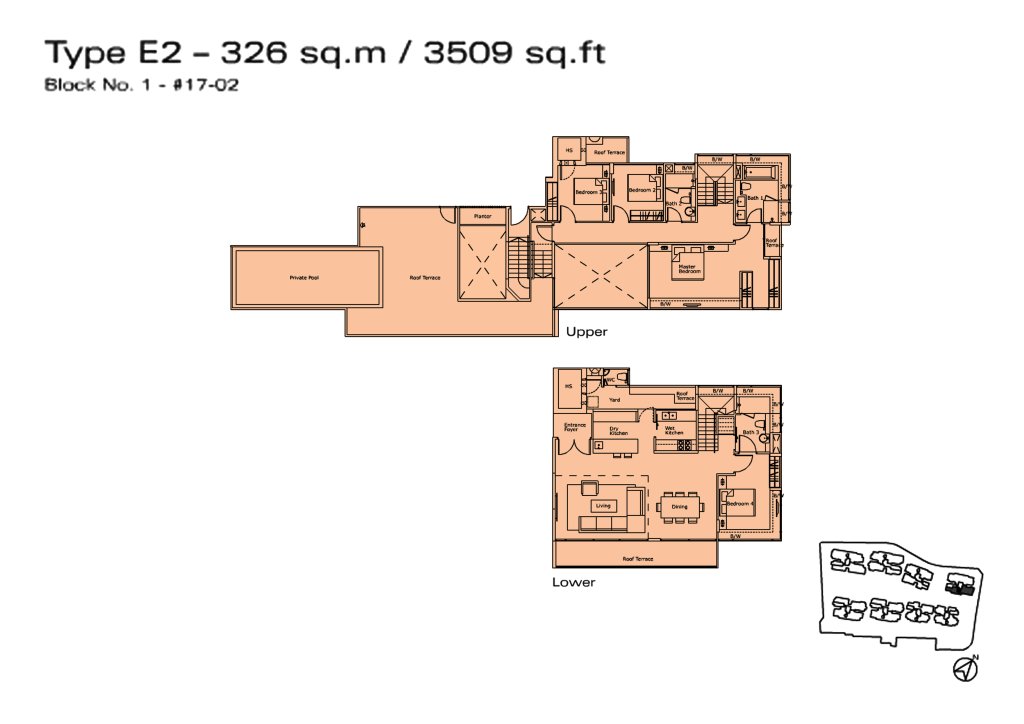 Kovan Residences floor plan Type E2, 3509 sqft, Hougang, Singapore
