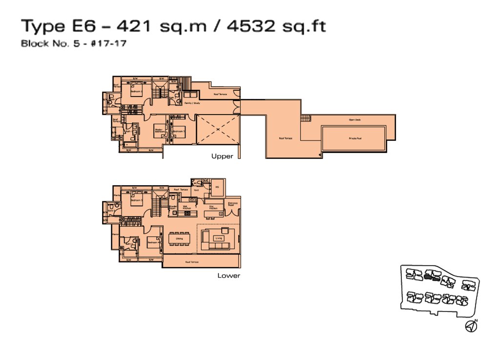 Kovan Residences floor plan Type E6, 4532 sqft, Hougang, Singapore