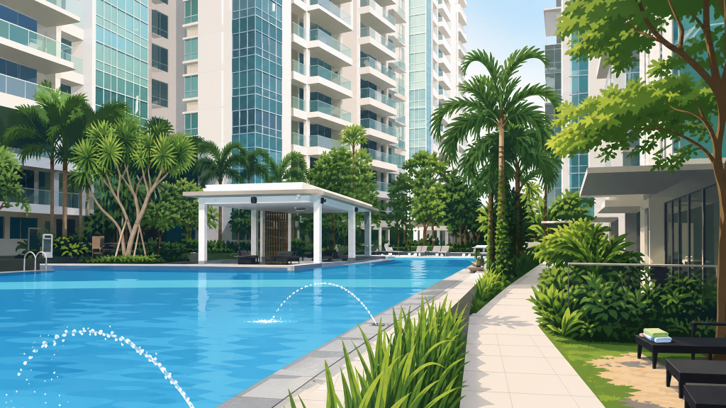 Kovan Residences swimming pool with water jets